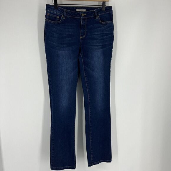 Garnet Hill Jeans Size 28 Womens Blue Essential Straight Organic Cotton Stretch - Picture 1 of 8